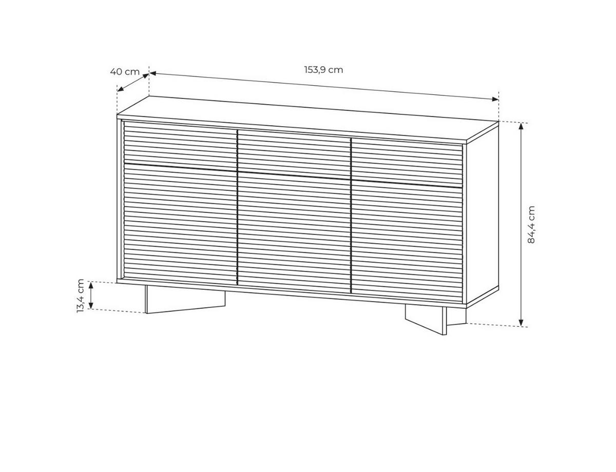 SIDEBOARD TORSANO (Bolivar Natur/Cappuccino, 3 Türen, 3 Schubladen, LED-Beleuchtung, Push-to-Open) - Eichefarben/Beige, Holz/Holzwerkstoff (154/84/40cm) - Ravio