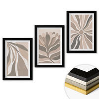 WANDBILDER 3er-Set - 20x30 cm Schwarzer Rahmen - Abstrakte Pflanzenmuster - Schwarz, Kunststoff (20/30cm) - ArtPrintCave