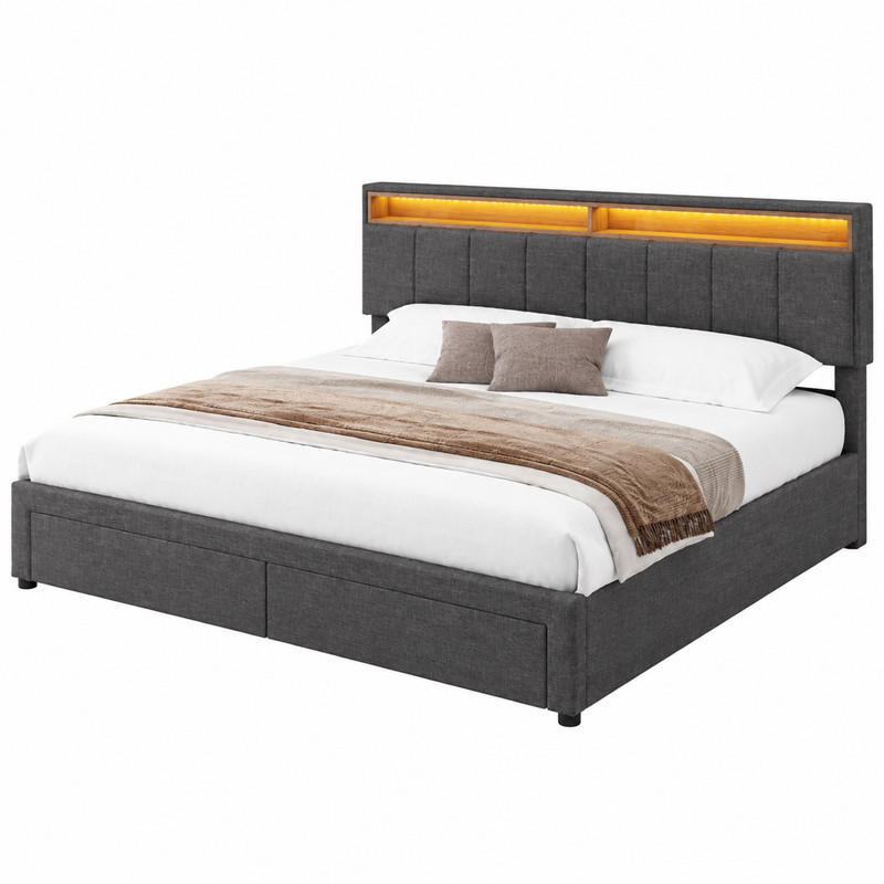 Beauniv Bett Dunkelgrau 160x200 cm