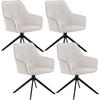 ESSZIMMERSTUHL 4er Set, Samt, Metallbeine, Creme - Creme/Schwarz, Kunststoff/Textil (58/86/63.5cm) - Woltu