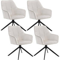 ESSZIMMERSTUHL 4er Set, Samt, Metallbeine, Creme - Creme/Schwarz, Kunststoff/Textil (58/86/63.5cm) - Woltu