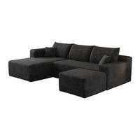 WOHNLANDSCHAFT Cord Schwarz modular, ohne Montage - Schwarz, Textil (241/58/151cm) - WISHDOR