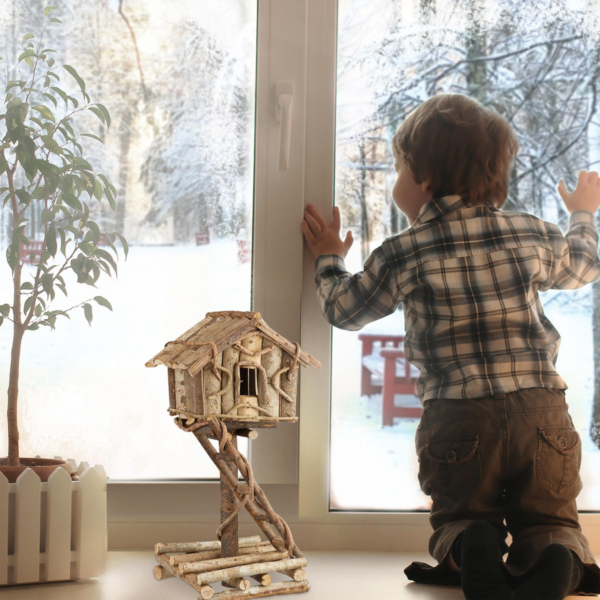 VOGELHAUS - Hellbraun, Holz (21/42/17cm) - Relaxdays