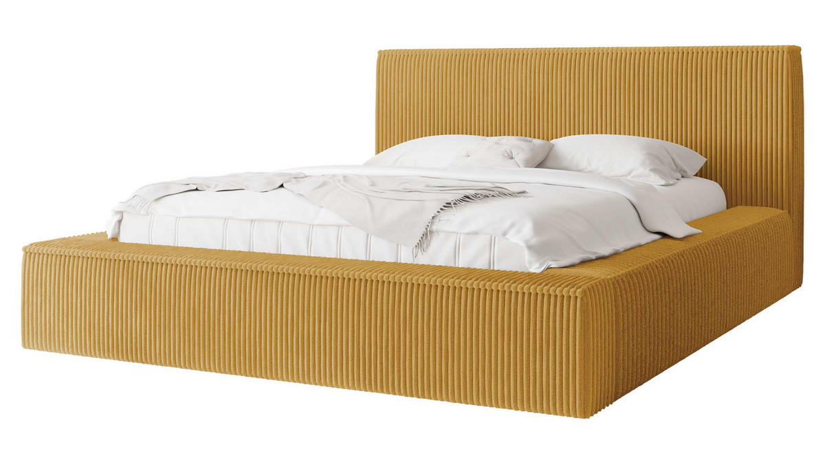 POLSTERBETT Glexi - Gelb, Holz/Textil (180/200cm) - MIRJAN24