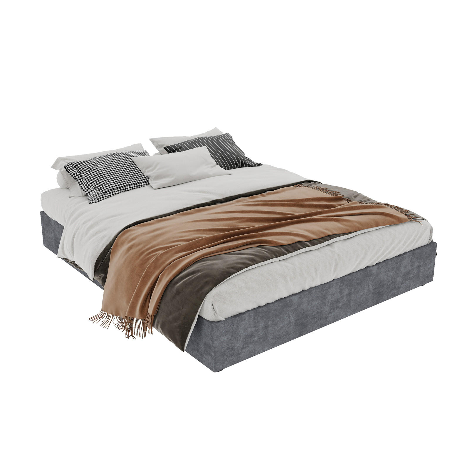 BETT 160x200 cm Stoff Grau inklusive Matratze - Grau, Metall (160/200cm) - Meubliv