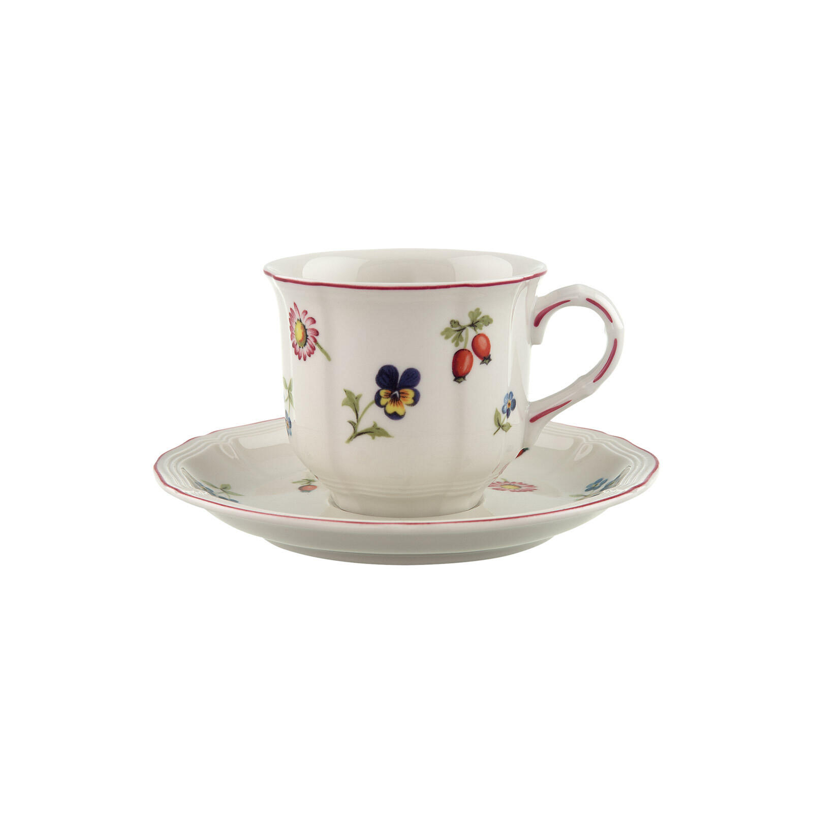 KAFFEETASSE MIT UNTERTASSE Petite Fleur bunt 120 ml - Multicolor, Keramik (0.12L) - Villeroy & Boch
