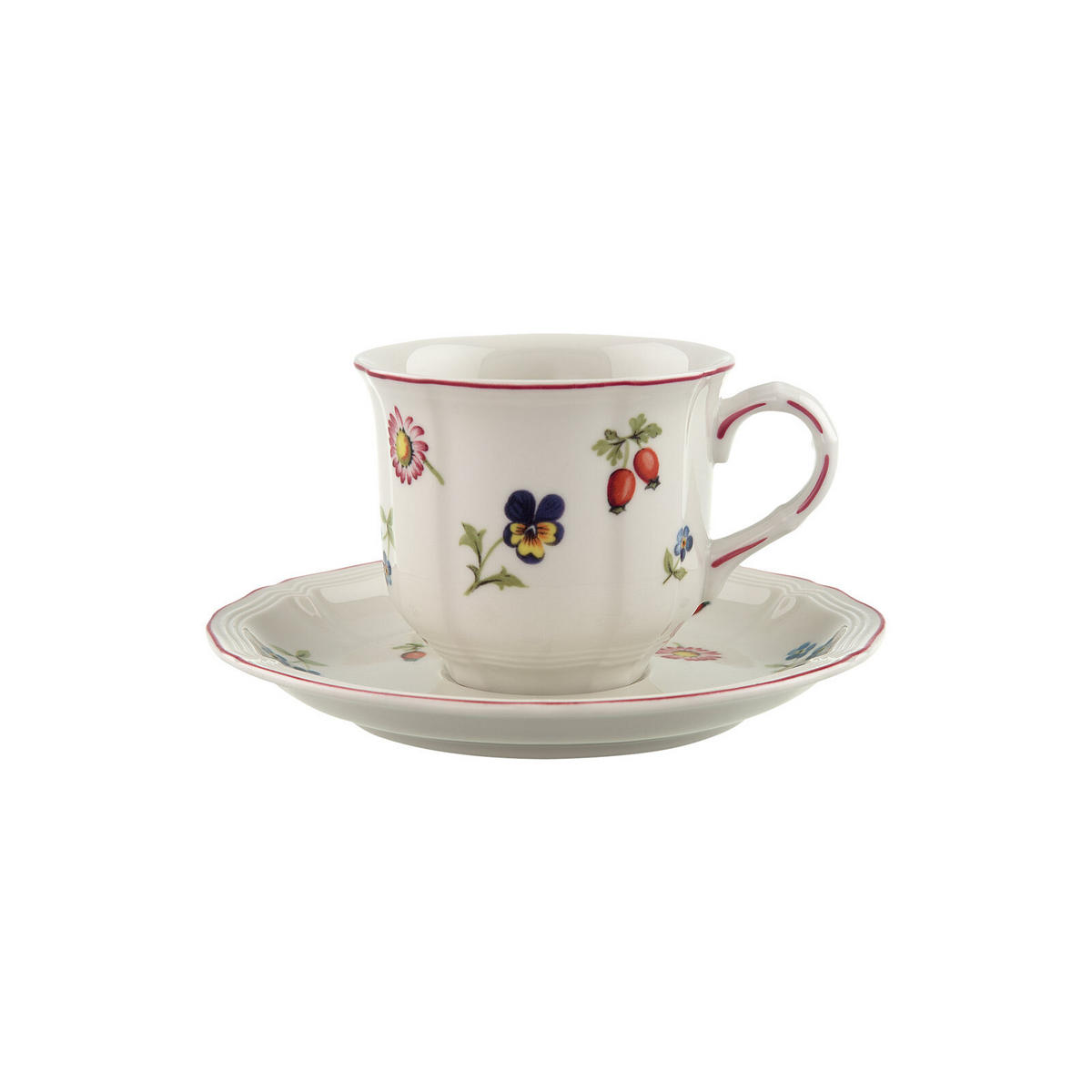 KAFFEETASSE MIT UNTERTASSE Petite Fleur bunt 120 ml - Multicolor, Keramik (0.12L) - Villeroy & Boch