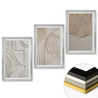 WANDBILDER 3er Set - 40x60 cm Silberner Rahmen - Abstrakte Muster beige weiß - Silberfarben, Kunststoff (40/60cm) - ArtPrintCave