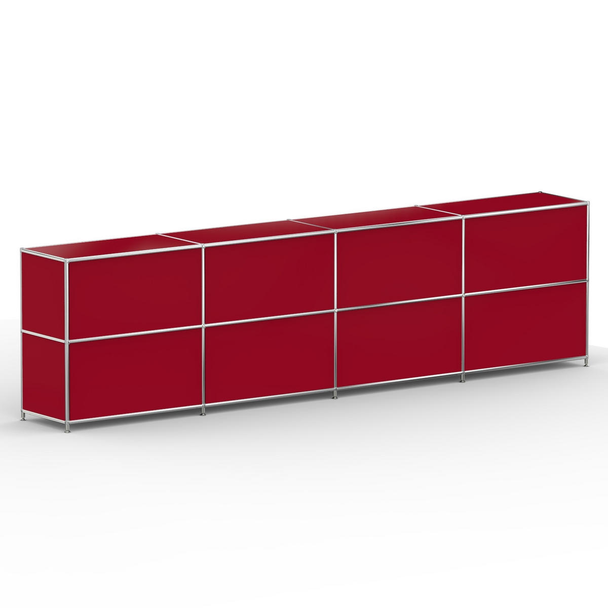 AKTENSCHRANK, 8 Schubladen & Schloss, Breite 302 cm, Rubinrot - Chromfarben/Silberfarben, Metall (40/80.5/302.2cm) - Versee
