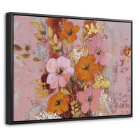 LEINWAND Bilder mit Rahmen - Malerei - Blumen - Rustikal - Rosa - 40x30 - Altrosa, Textil (40/30cm) - MuchoWow