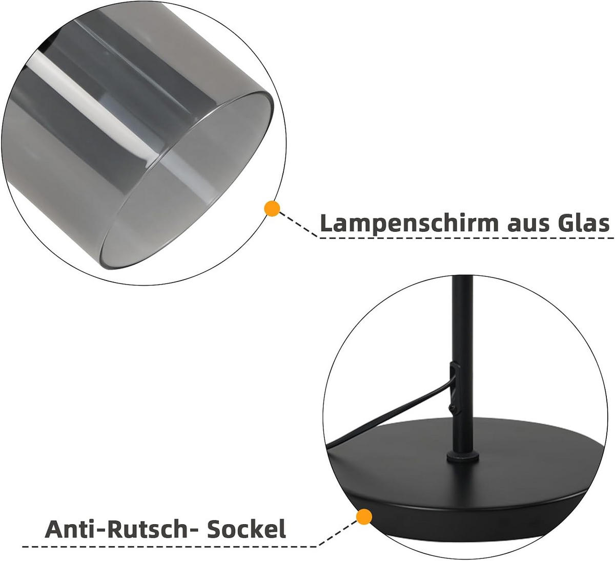 STEHLAMPE Elowen 23/23/138 cm - Schwarz, Glas/Metall (23/23/138cm) - ZMH