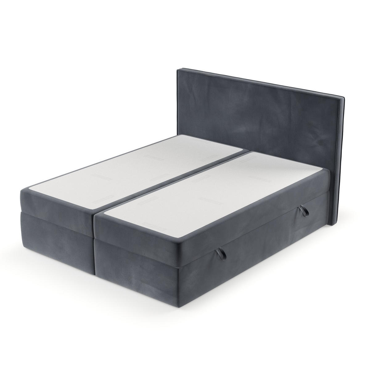 BOXBETT Nuvia 140/200 cm Dunkelgrau im Kronos Stoff - Dunkelgrau/Schwarz, Holz/Holzwerkstoff (140/200cm) - AltaBeds