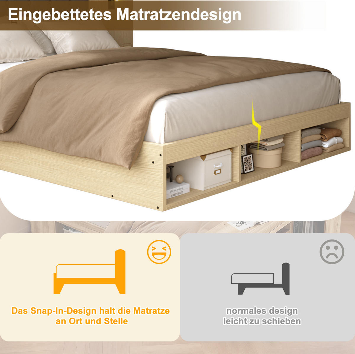 MANŽELSKÁ posteľ 180/200 cm svetlý dub s úložným priestorom a USB/USB-C z MDF - farba duba, kompozitné drevo (180/200cm) - OKWISH