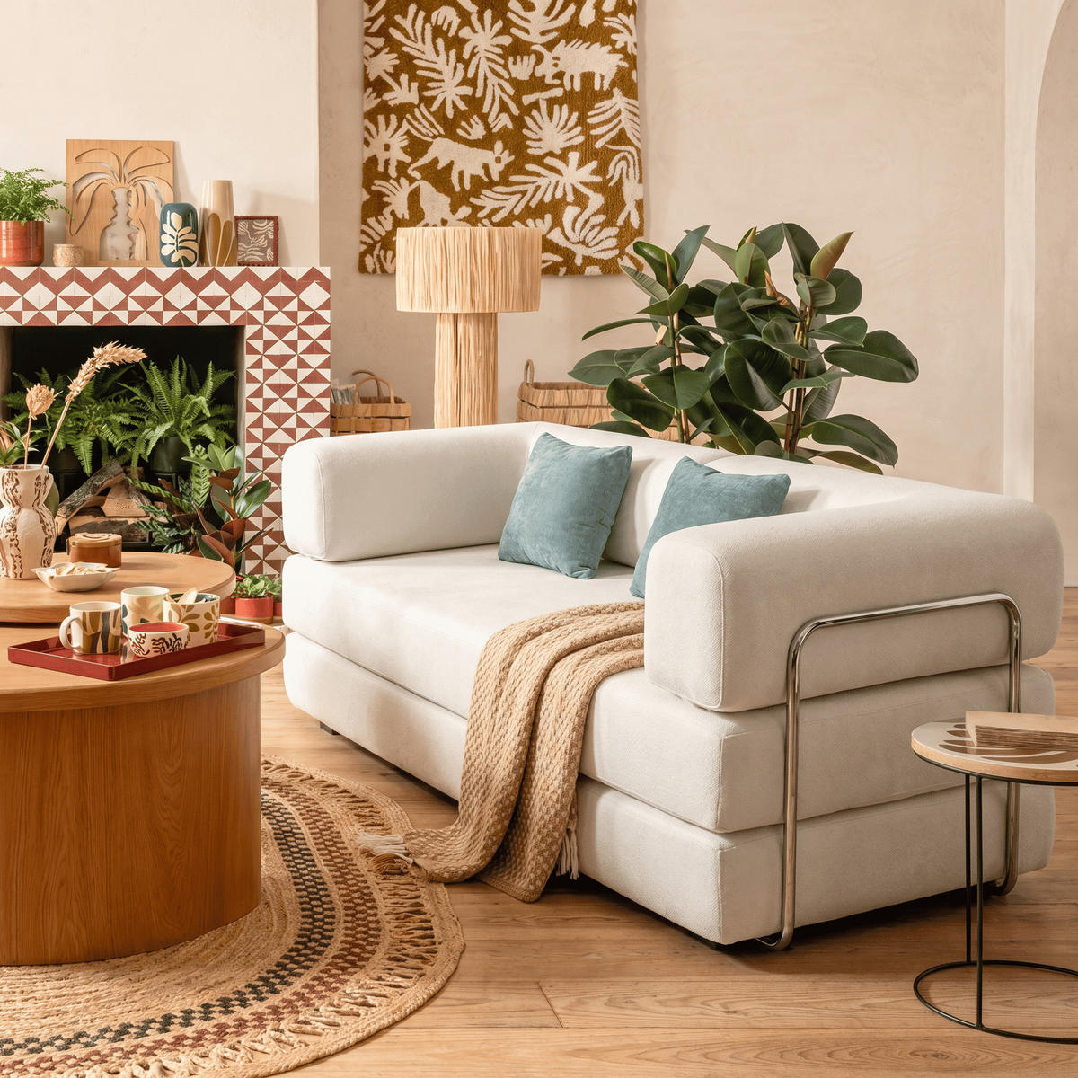 SCHLAFSOFA Kaia Weiß Salbei - Weiß, Textil (180/70/100cm) - COCO Living
