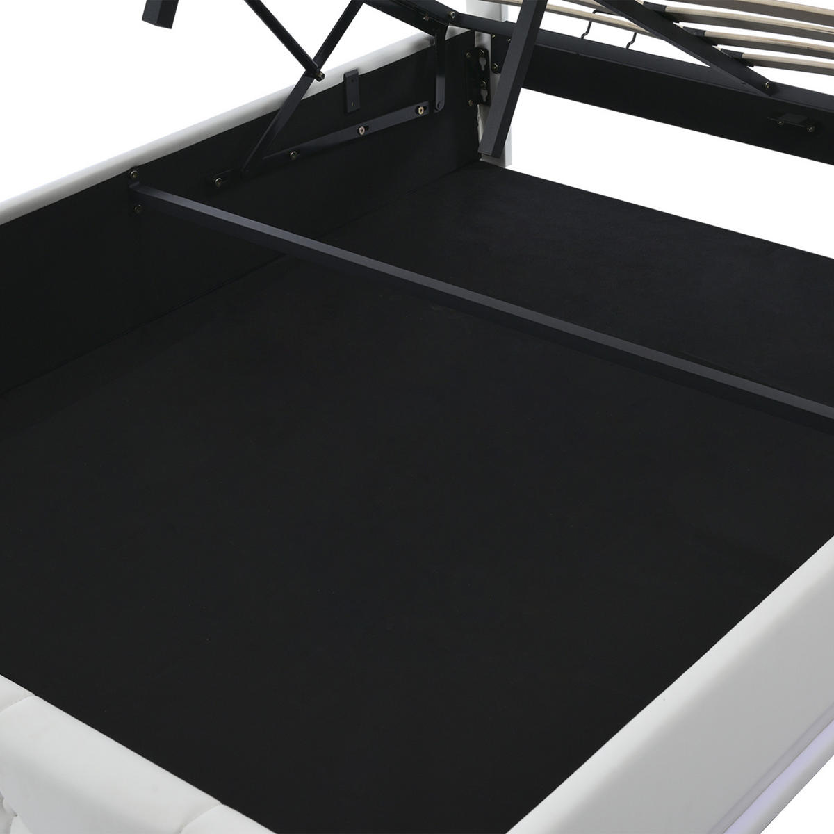 POLSTERBETT Toulouse 140x200 cm, Weiß, mit LED Beleuchtung - Weiß, Textil/Metall (140/200cm)