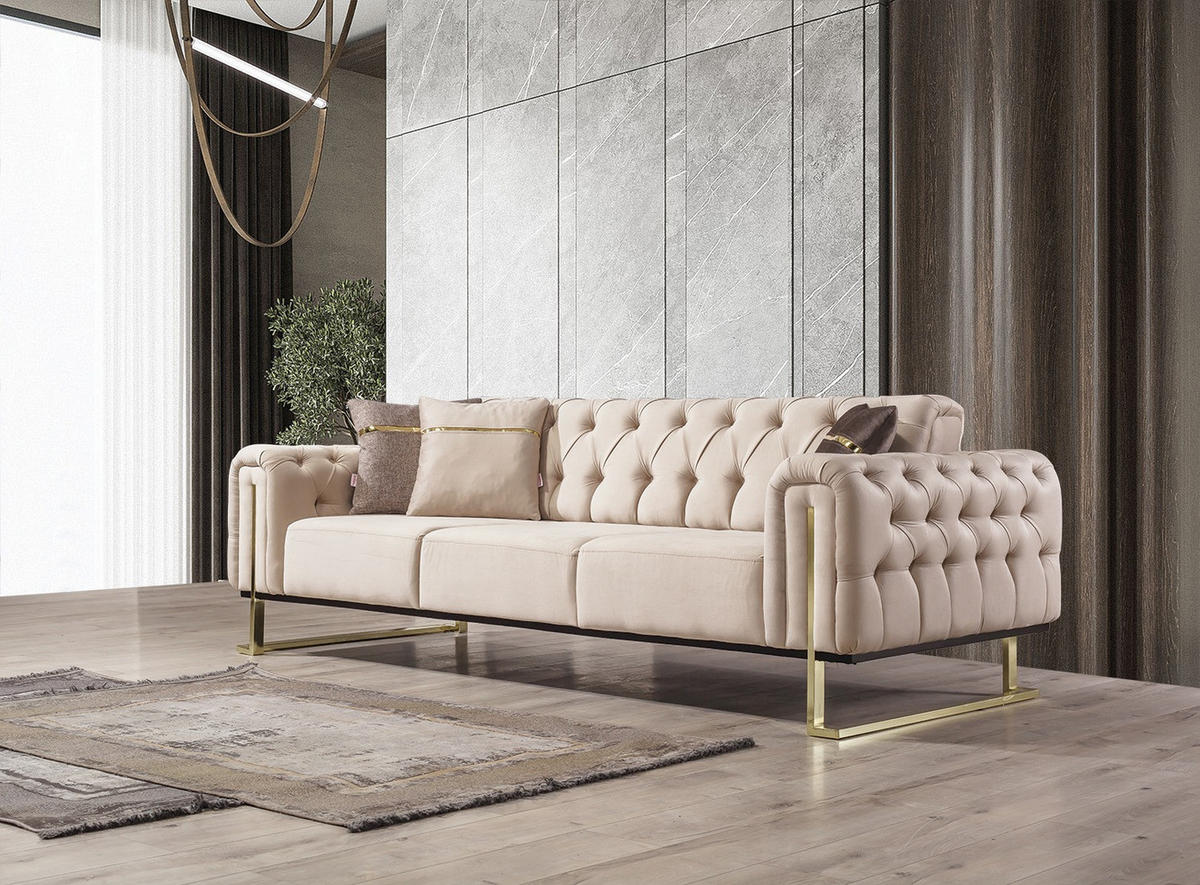 SITZGARNITUR Nova Beige Stellvariante:3+3 - Beige, Holz (230/78/95cm) - Villa Möbel