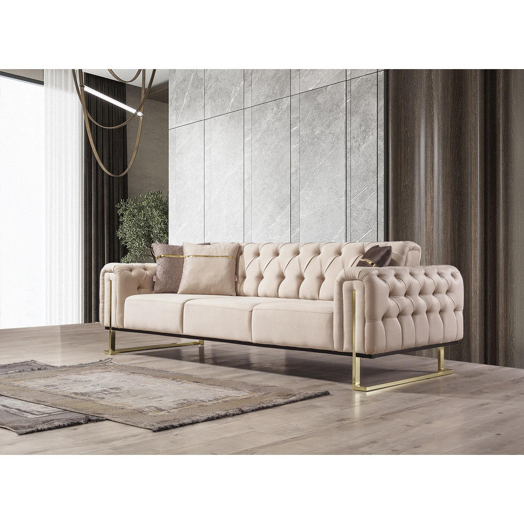 Thumbnail - Villa Möbel Sitzgarnitur, Beige, Holz, 4-Sitzer, 190x78x95 cm, Wohnzimmer, Sofas & Couches, Sitzgarnituren