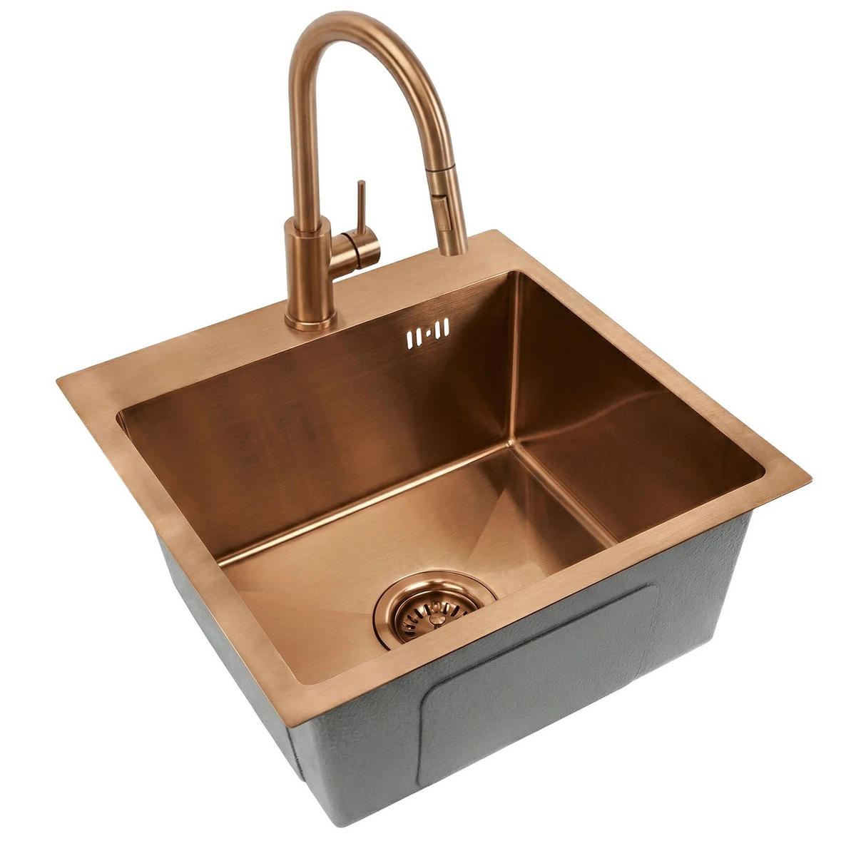 EDELSTAHLSPÜLE Rea Leo 40 Brush Copper ohne Küchenarmatur - Kupferfarben, Metall (45/18.5/40cm) - REA