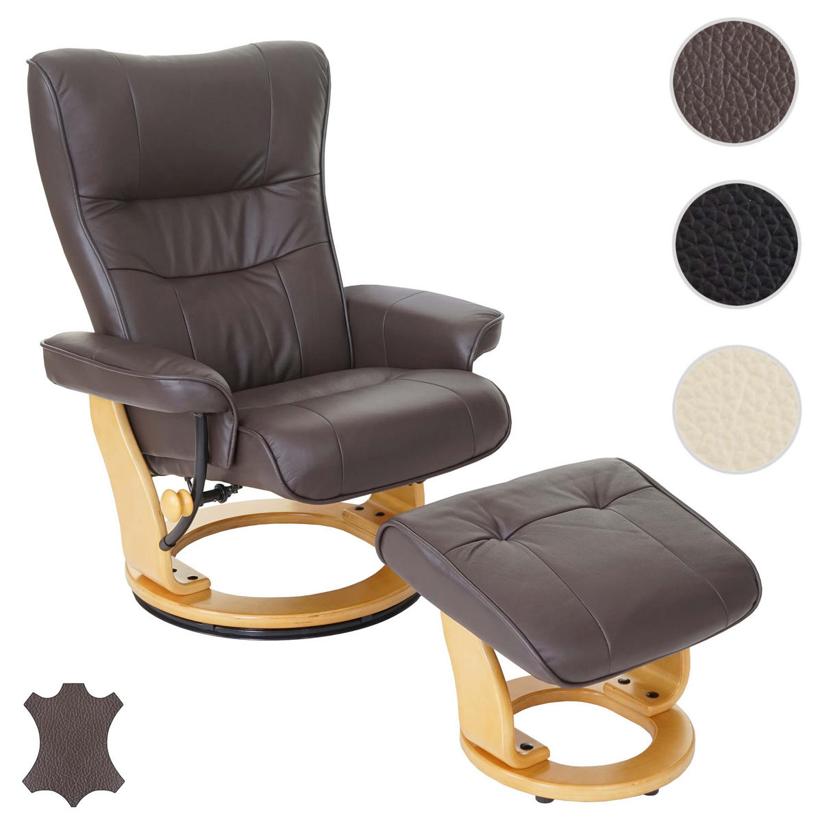 RELAXSESSEL MIT HOCKER Braun - Braun, Leder (83/104/83cm) - MCA