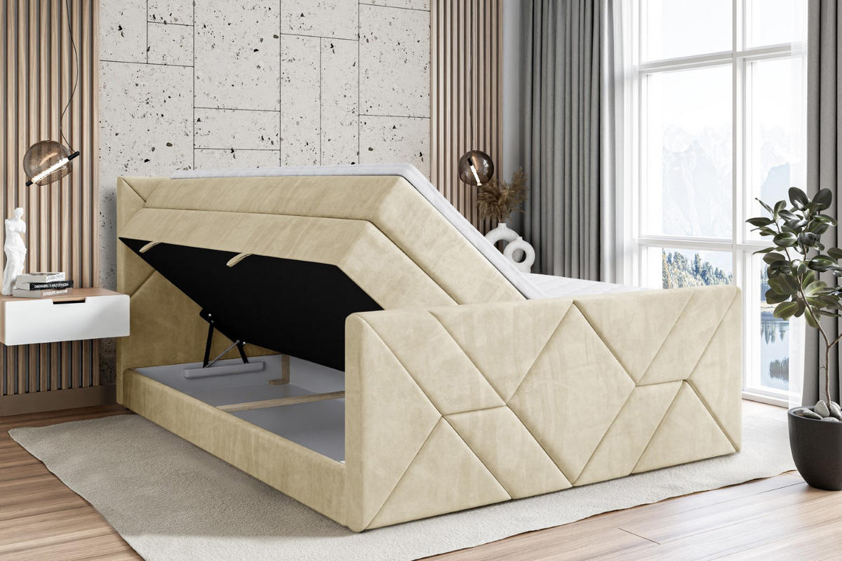 BOXSPRINGBETT BARWA-Z KING - 120x200 - H3/H4 - Beige - Beige, Holzwerkstoff (120/200cm) - ALTDECOR