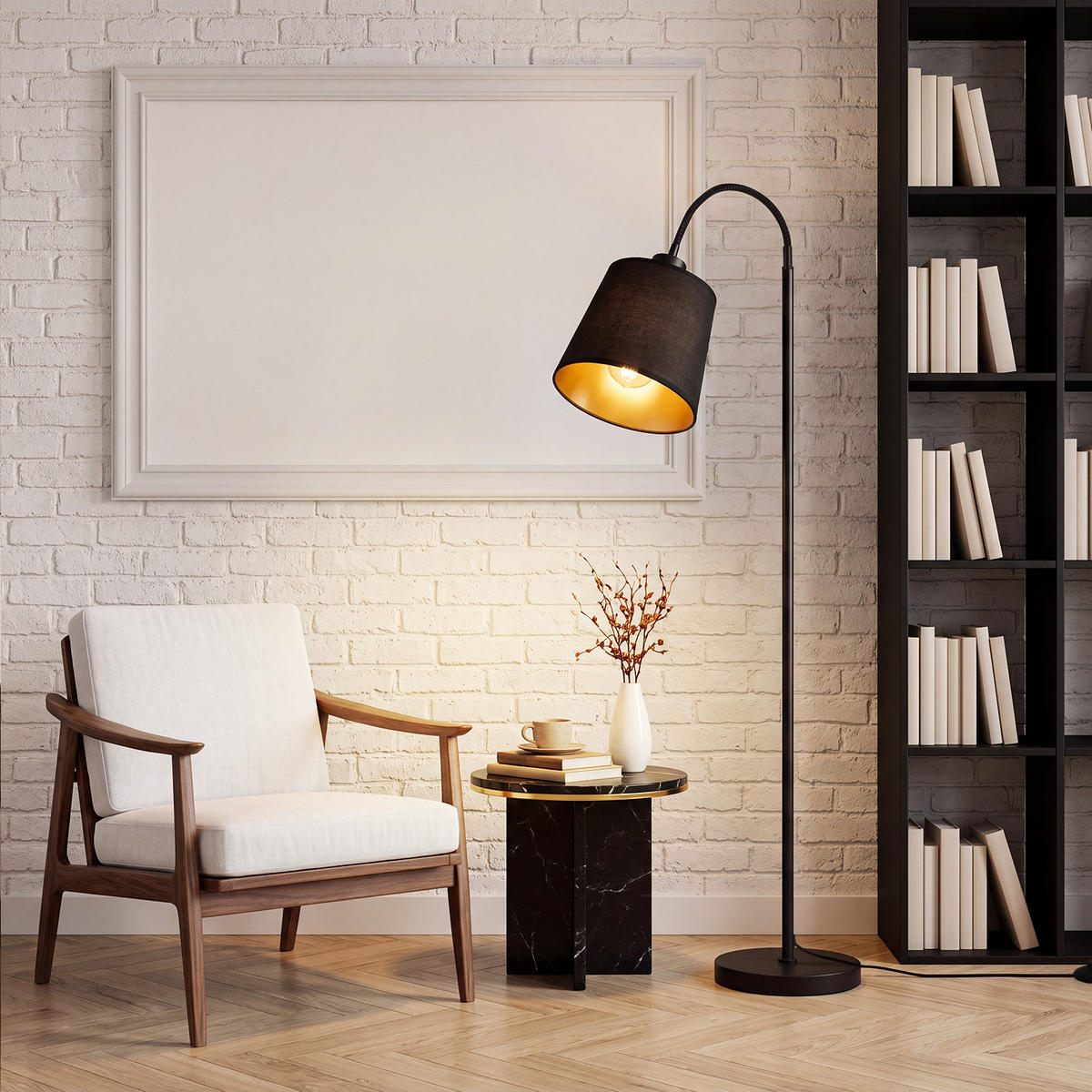 STEHLAMPE Lyvith 18/16/160 cm - Schwarz, Textil/Metall (18/16/160cm) - ZMH