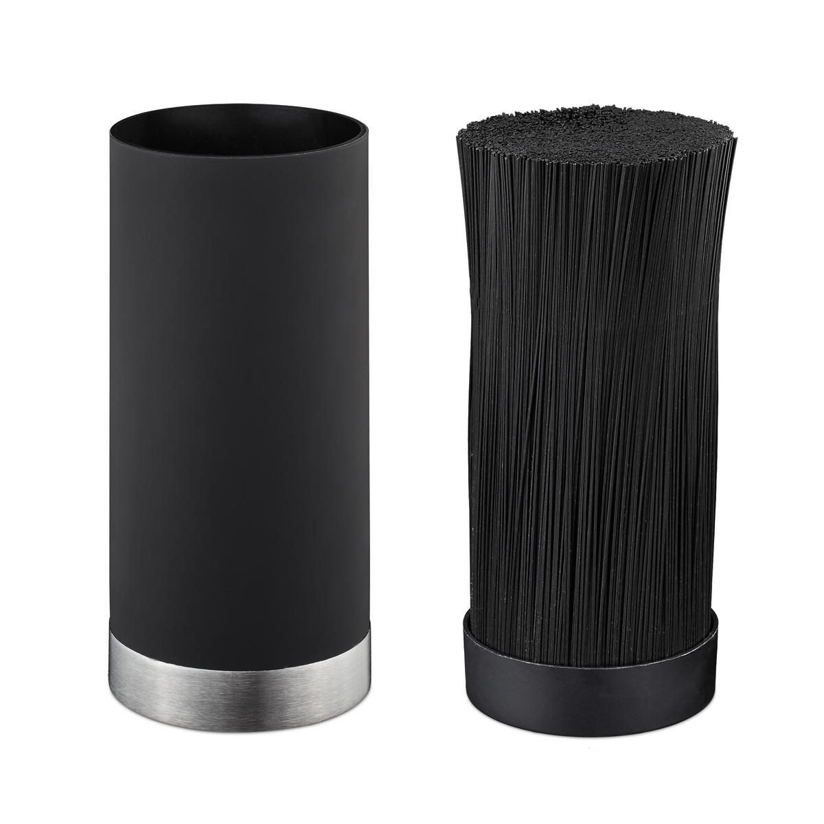 MESSERBLOCK rund - Schwarz, Kunststoff/Metall (11/22/11cm) - Relaxdays