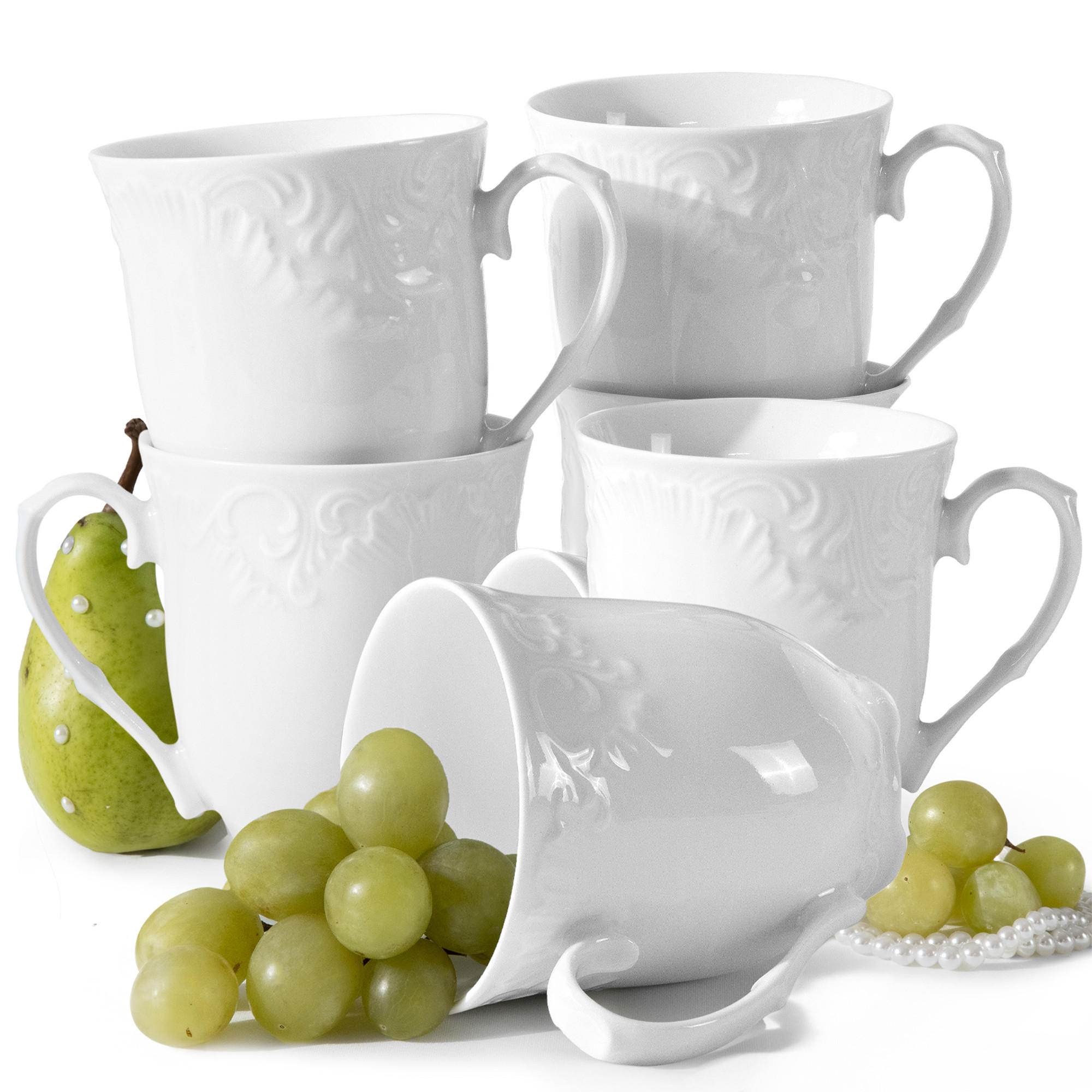 KAFFEETASSEN Cmielow Rococo 6-tlg - Weiß, Keramik (0.25L) - KONSIMO®