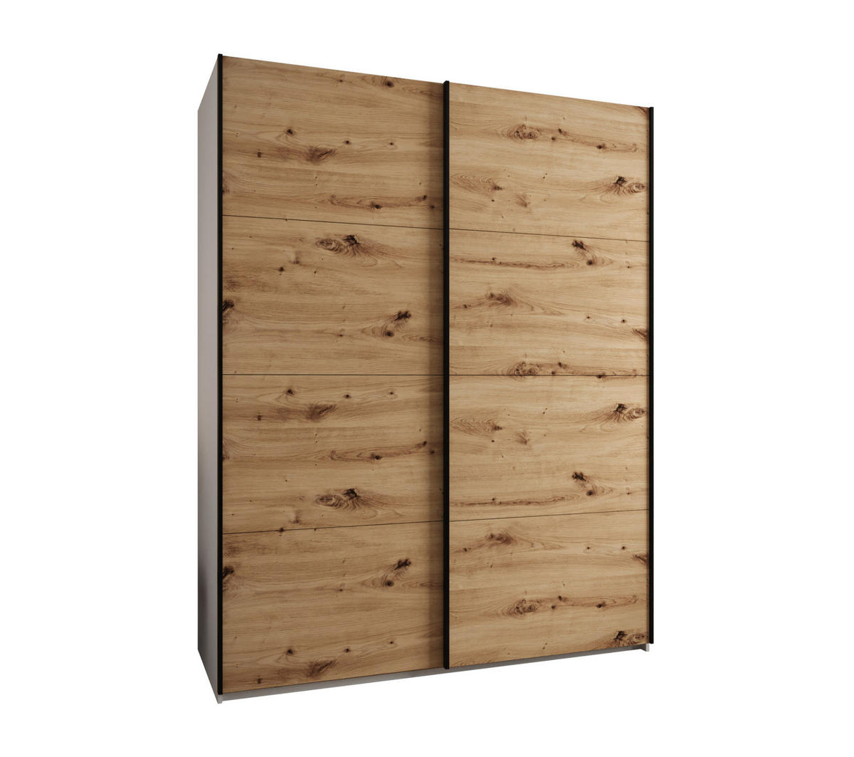 SCHWEBETÜRENSCHRANK 245,5/190/64 2-türig - Schwarz/Eiche Artisan, Holz/Metall (190/245/64cm) - Abiks Möbel
