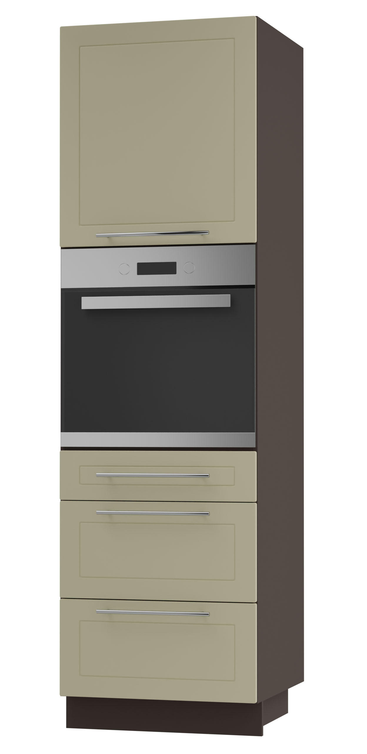 Feldmann-Wohnen Backofen-Hochschrank Creme, Dunkelgrau 60x207x59 cm