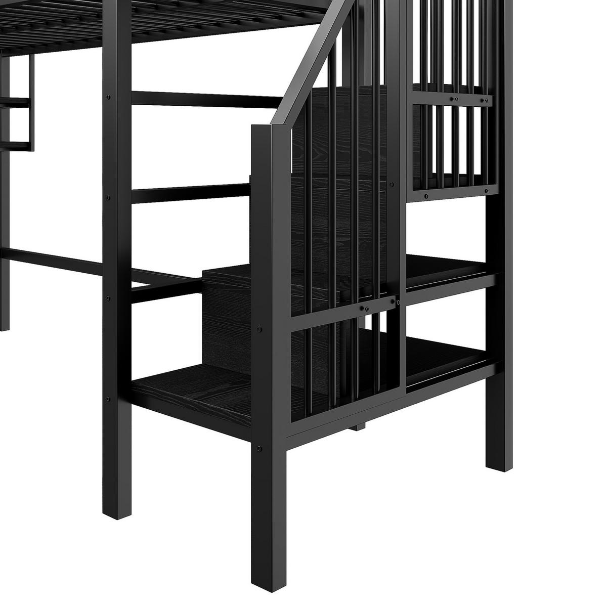 HOCHBETT 90/200 cm Schwarz aus Metall mit Stauraumleiter - Schwarz, Metall (90/200cm) - OKMYHOME