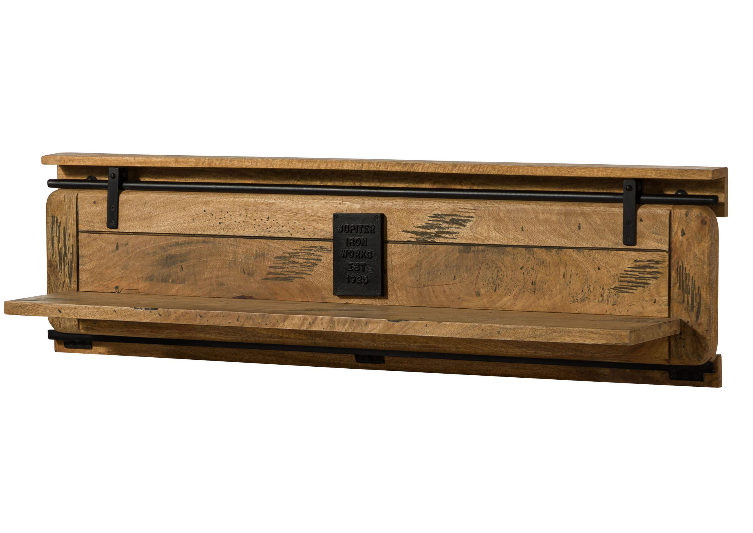 WANDREGAL Mango 140x25x38 natur lackiert RAILWAY #189 - Naturfarben, Holz (140/38/25cm) - Massivmoebel24