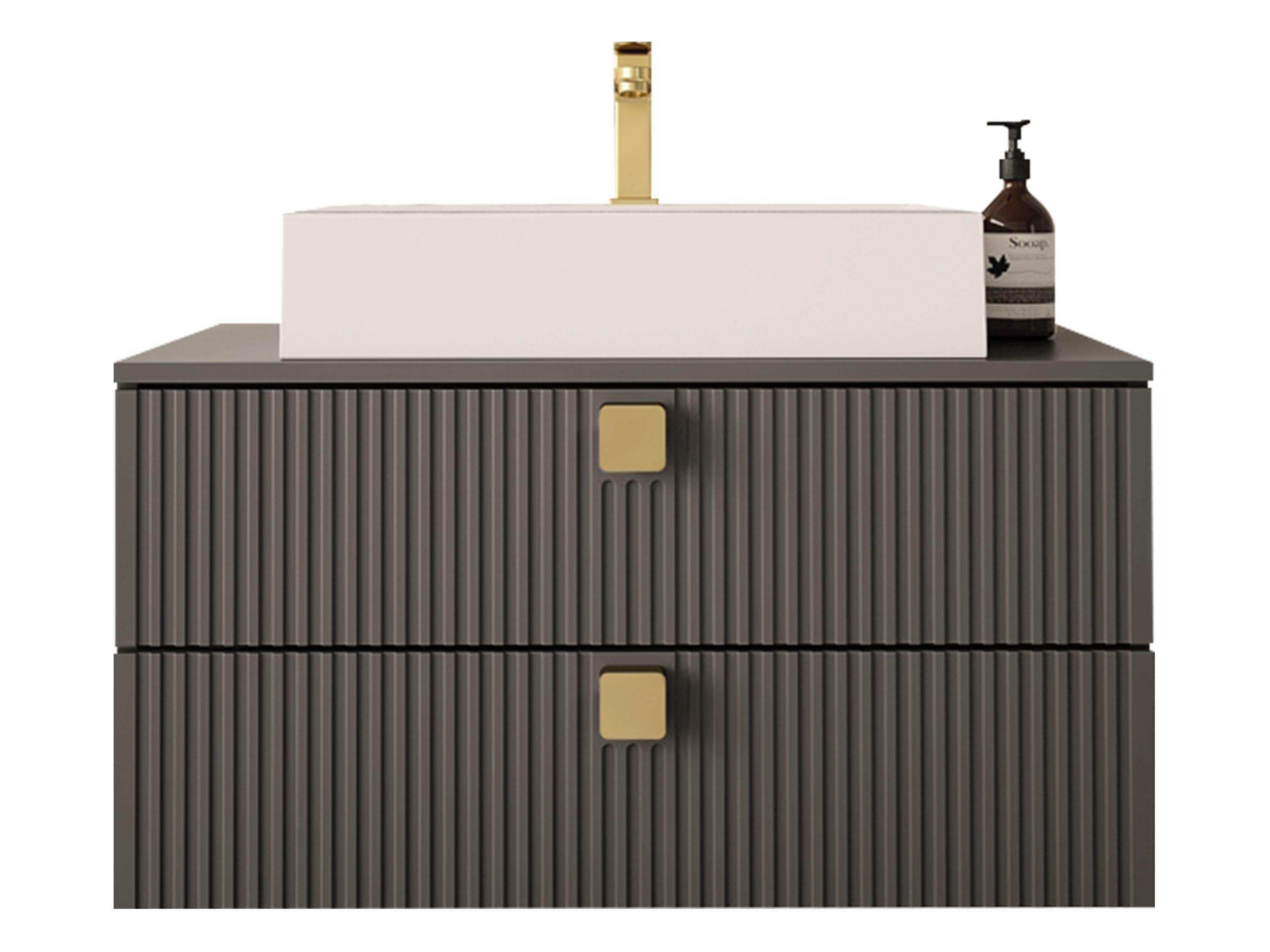 BADMÖBEL-SET Gariano 01 - Goldfarben/Grau, Holzwerkstoff/Kunststoff (80/42/46cm) - MIRJAN24