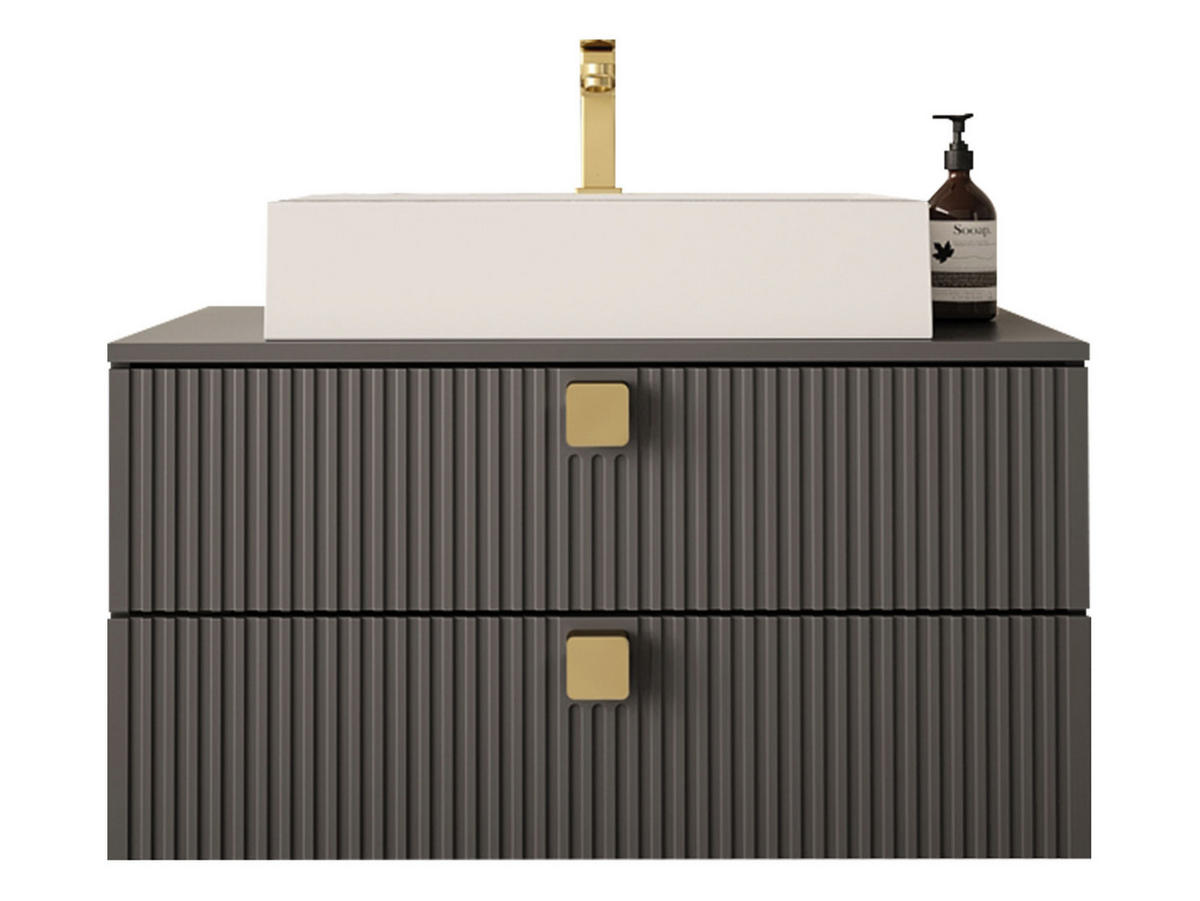 BADMÖBEL-SET Gariano 01 - Goldfarben/Grau, Holzwerkstoff/Kunststoff (80/42/46cm) - MIRJAN24