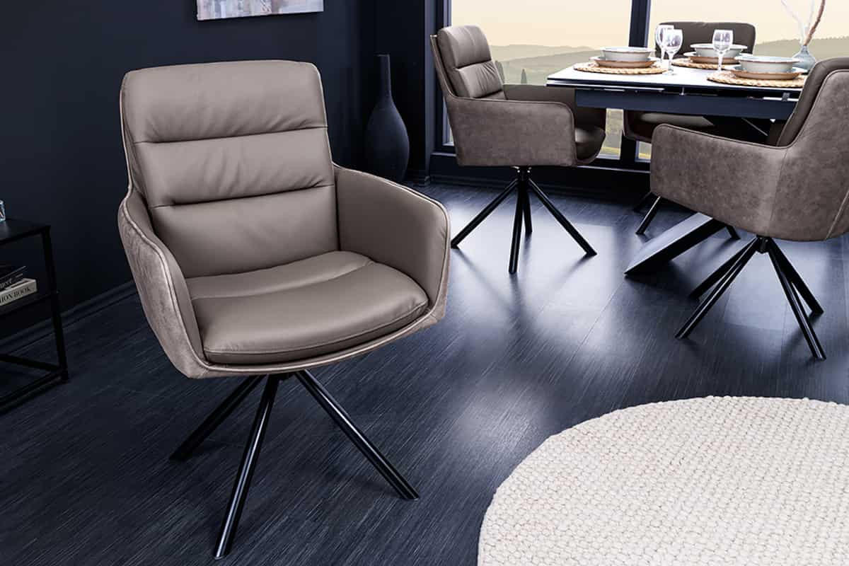 STUHL BIG GEORGE Microfaser Taupe 90 cm - Taupe/Schwarz, Leder/Textil (58/88/66cm) - riess-ambiente