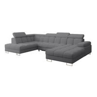 WOHNLANDSCHAFT mit Schlaffunktion und Bettkasten Ottomane Links COMA U 345x203x79 Grau Bouclé - Chromfarben, Holzwerkstoff/Textil (345/79/203cm) - ALTDECOR