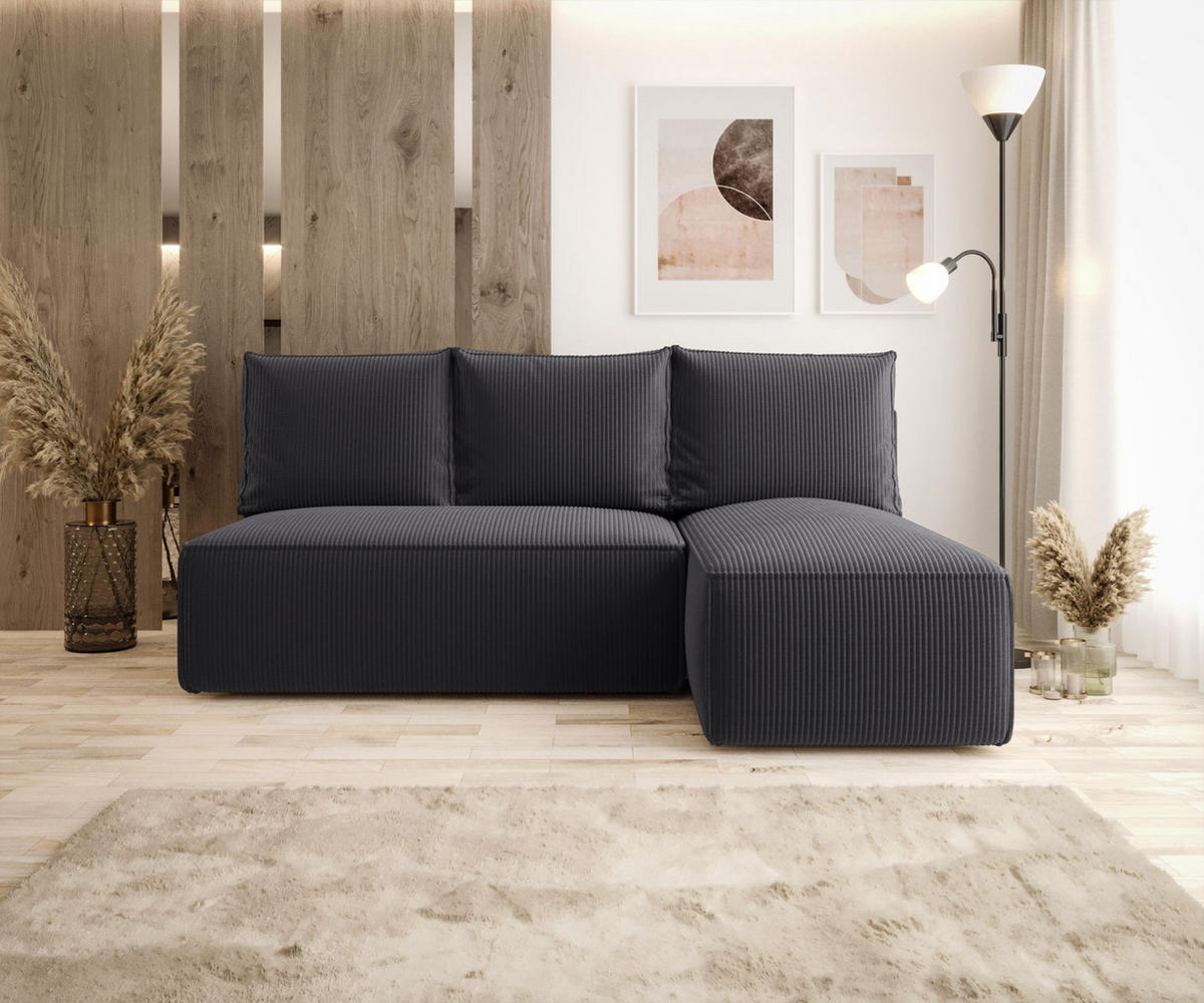 ECKSOFA mit Schlaffunktion SAVIO MINI Poso 34 Rechts - Graphitfarben, Textil (200/140cm) - Bedante