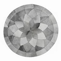 TEPPICH Patchwork Rund Kuhfell Geometrisch 140/140 cm - Dunkelgrau/Hellgrau, Fell (140/140cm) - Provellus