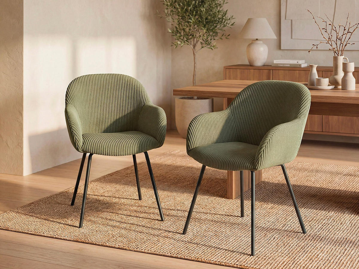 STUHL - 58 cm x 62 cm - Stoff, Samt - Khaki MARENZIA - Schlammfarben, Textil (58/82.5/62cm) - Vente-Unique