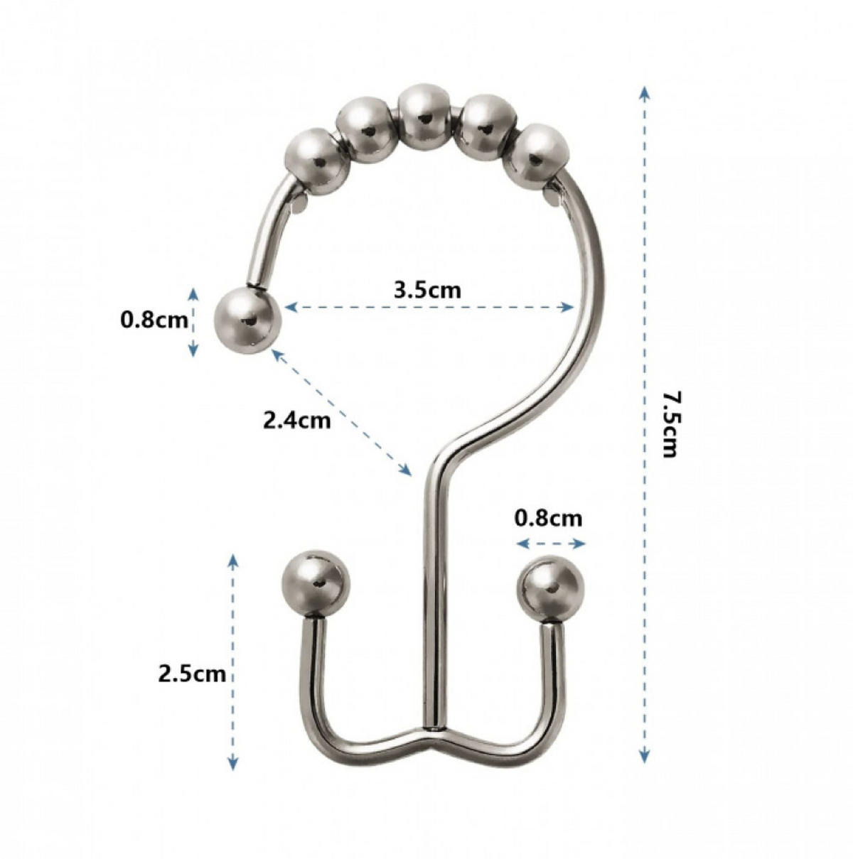 DUSCHVORHANGRINGE verchromt hochwertig Design rostfrei - Grau, Metall (3.5/7.5cm) - MCBOSON