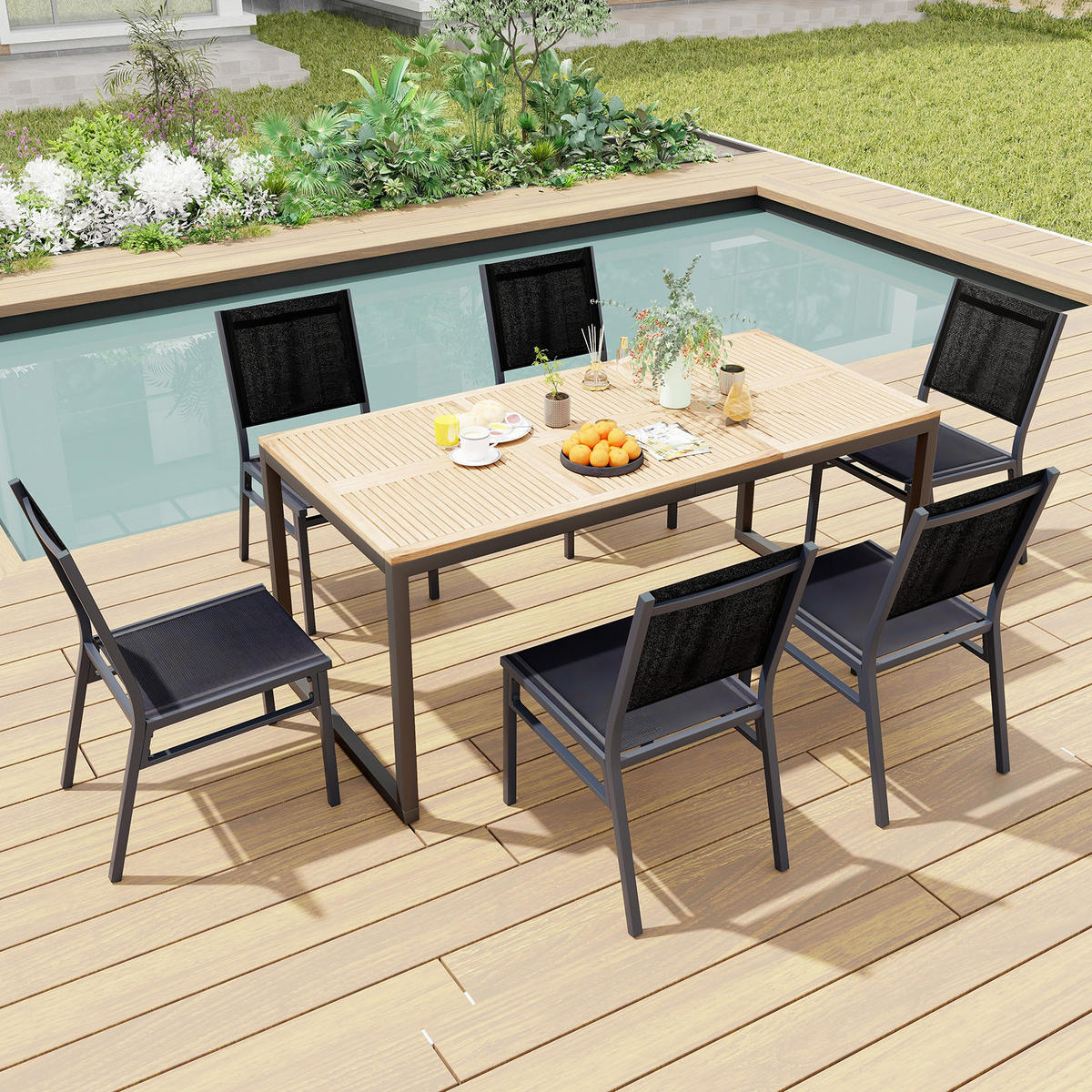 TERRASSENSTUHL Schwarz - Schwarz, Metall (45/87/60cm) - COSTWAY