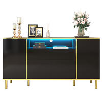 SIDEBOARD mit LED-Beleuchtung und goldenen Akzenten - Weiß, Holzwerkstoff (150/80/40cm) - Urban Meuble