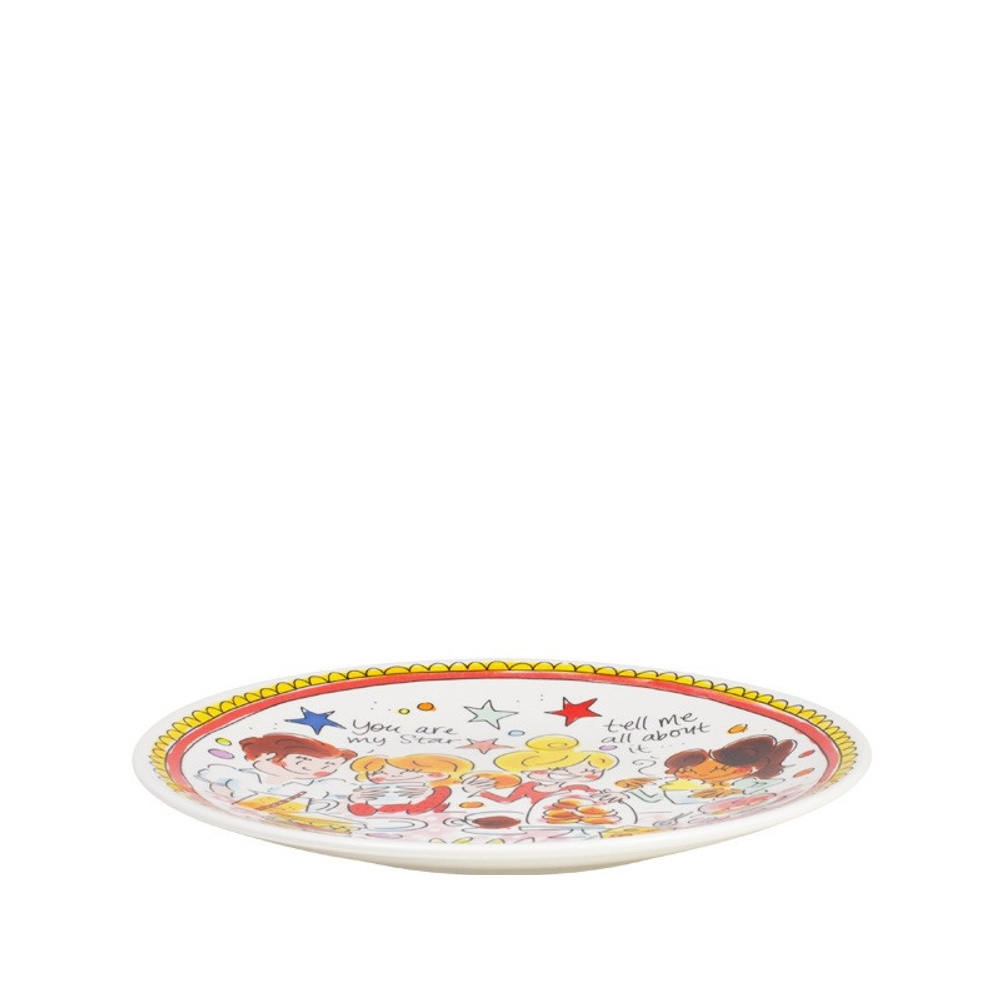 FRÜHSTÜCKSTELLER Roter Rand in Bunt - 22cm - Multicolor, Keramik (21.8/21.8/2.5cm) - Blond Amsterdam