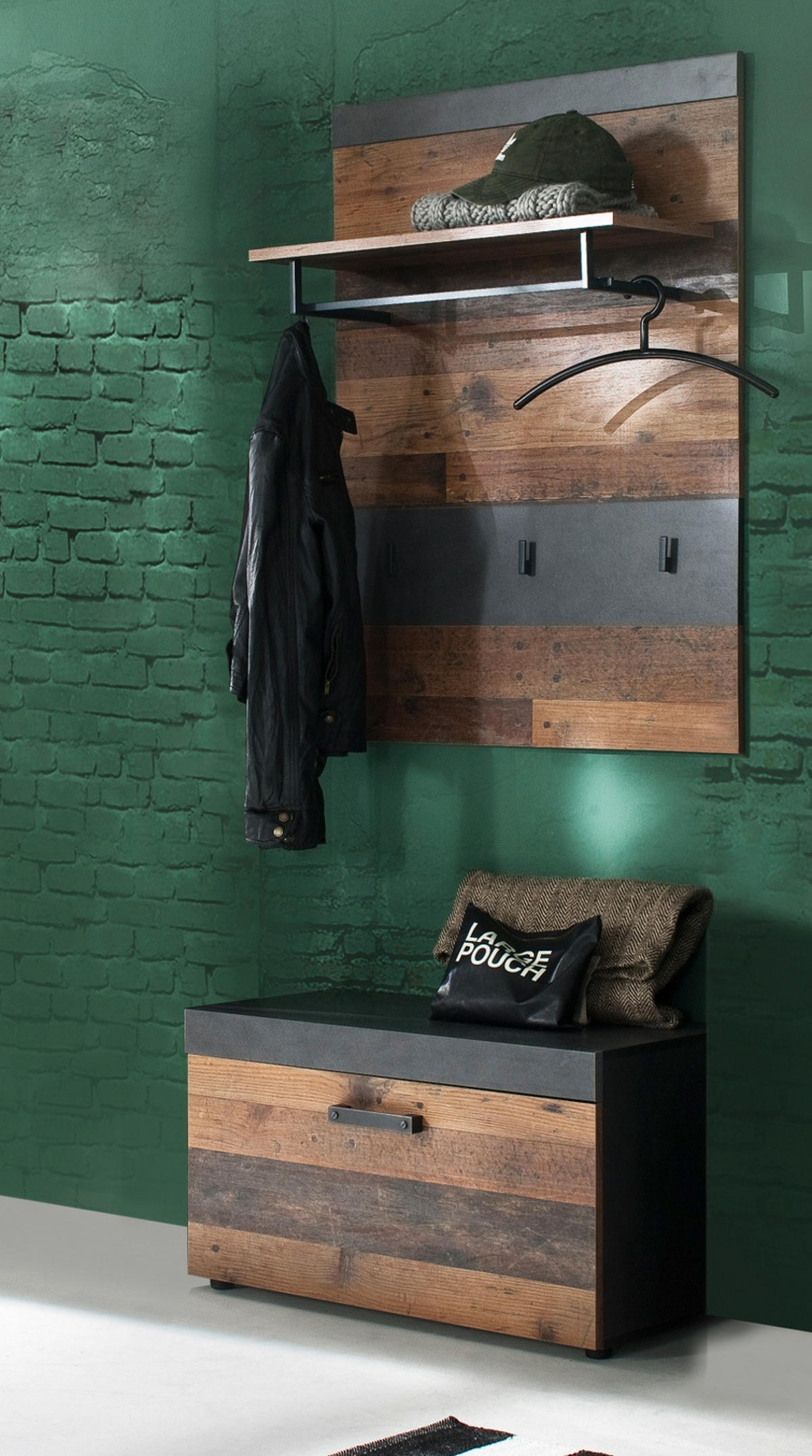 GARDEROBE Old Used Wood mit grau 2-teilig 80 x 192 cm, Set in modernem Design - Silberfarben/Schwarz, Holzwerkstoff/Kunststoff (80/192/37cm) - Top.Furn