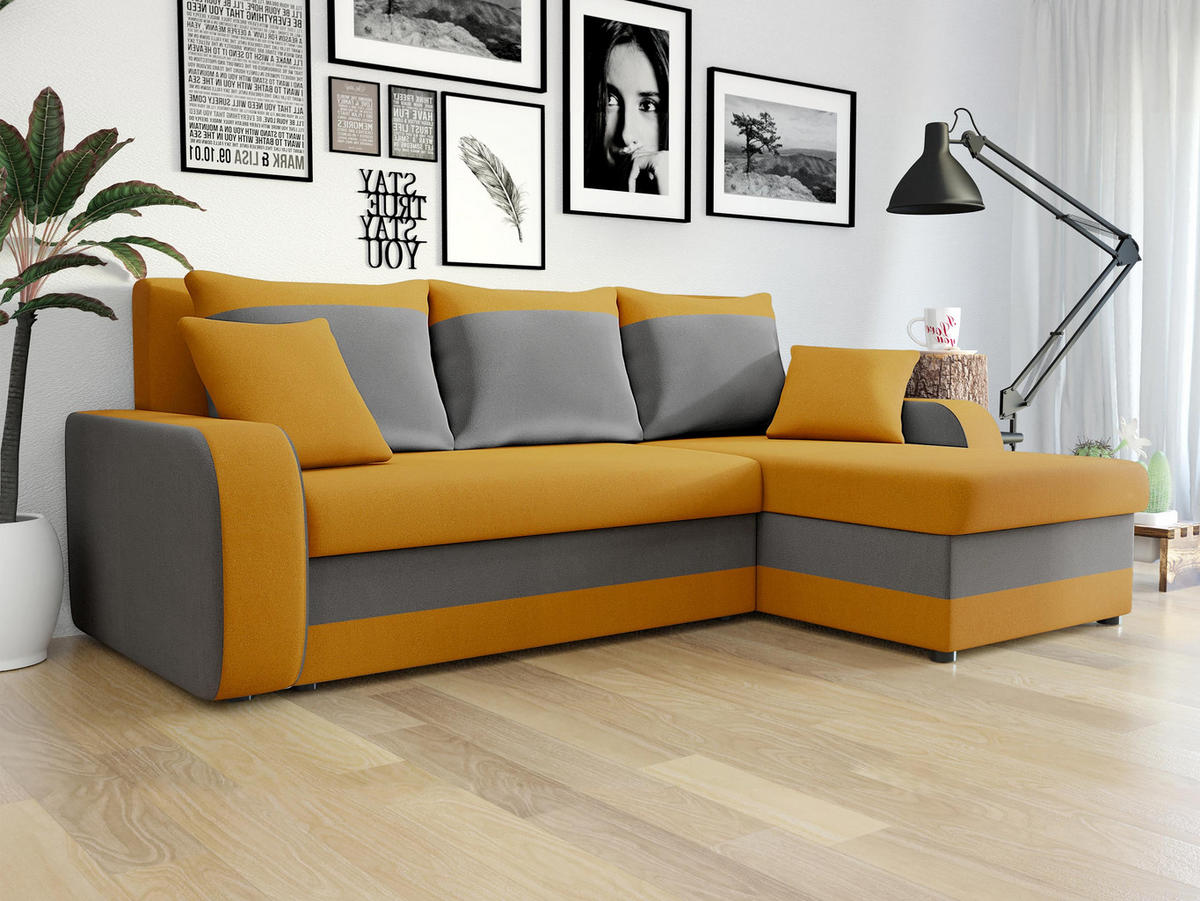 ECKSOFA Kris Lux - Gelb/Schwarz, Holz/Kunststoff (238/147cm) - MIRJAN24