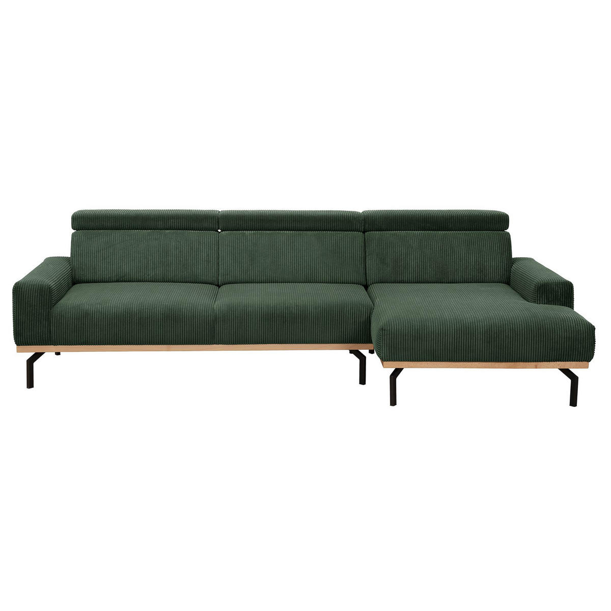 SOFA mit Longchair rechts Katrien Cordstoff dunkelgrün - Dunkelgrün, Kunststoff (135/280cm) - 58aufmkessel