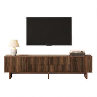TV stolík 180/40/56 cm tmavý orech z drevotriesky s vlnitým dizajnom, 4 zásuvkami a 2 dvierkami - hnedá, kompozitné drevo (180/56/40cm) - OKWISH