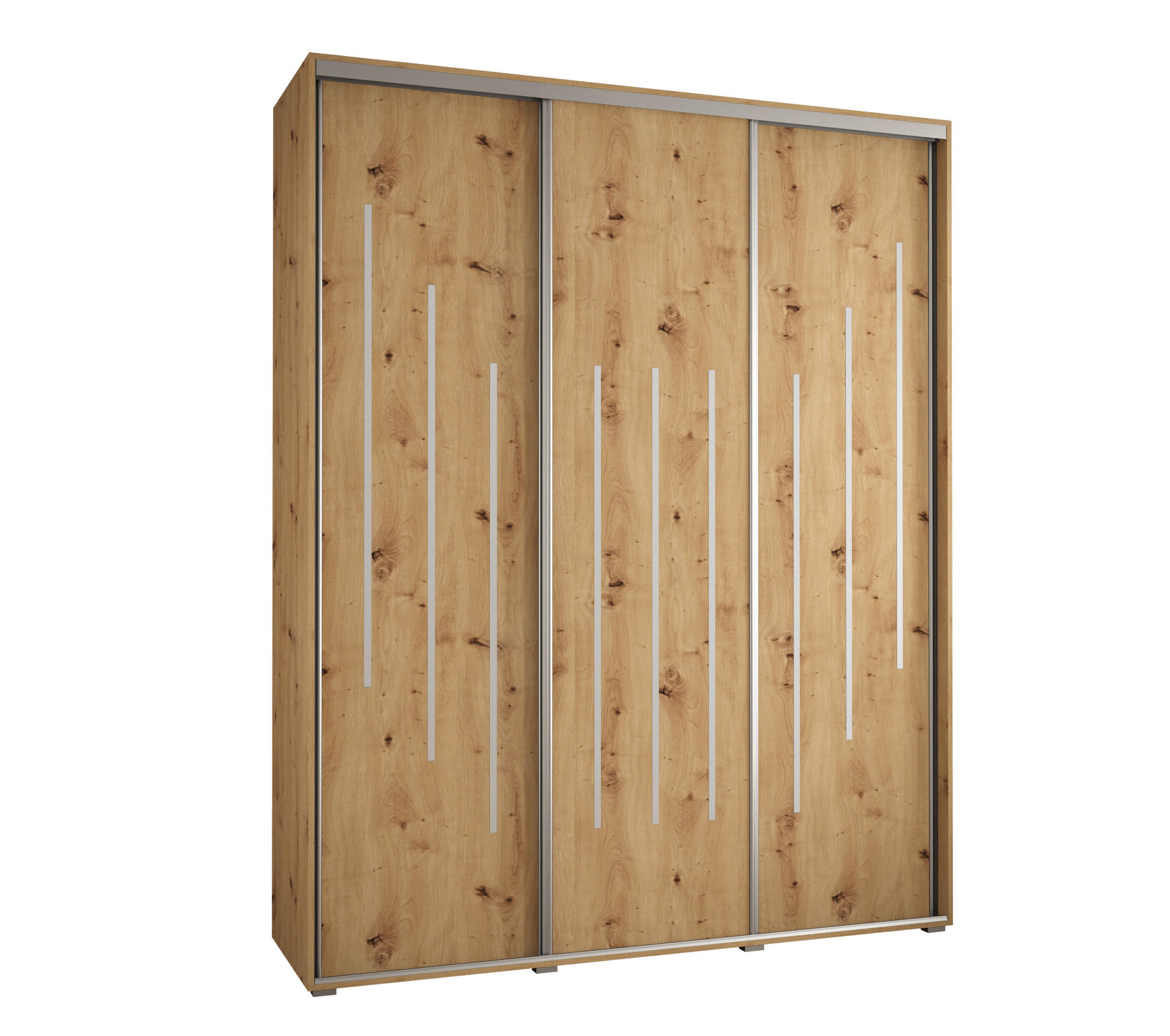 SCHWEBETÜRENSCHRANK 235,2/200/45 3-türig - Silberfarben/Eiche Artisan, Holz/Metall (200/235/45cm) - Abiks Möbel