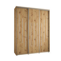 SCHWEBETÜRENSCHRANK 235,2/200/45 3-türig - Silberfarben/Eiche Artisan, Holz/Metall (200/235/45cm) - Abiks Möbel
