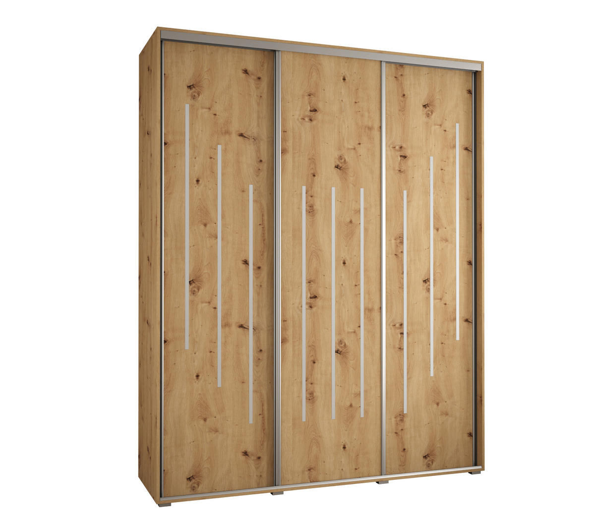 SCHWEBETÜRENSCHRANK 235,2/200/45 3-türig - Silberfarben/Eiche Artisan, Holz/Metall (200/235/45cm) - Abiks Möbel