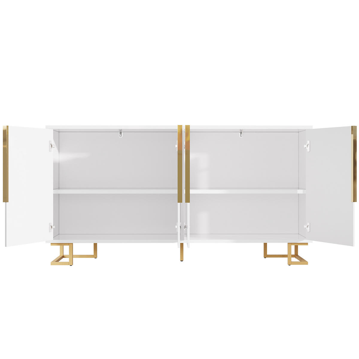 SIDEBOARD mit 3 Türen und Goldenen Akzenten Weiß - Weiß, Holzwerkstoff/Metall (152/75/40cm) - Urban Meuble